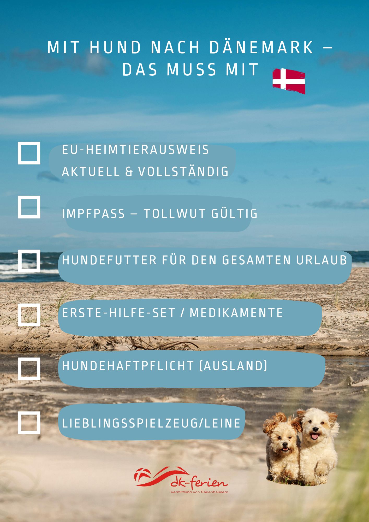 Checkliste für Urlaub in Dänemark mit Hund